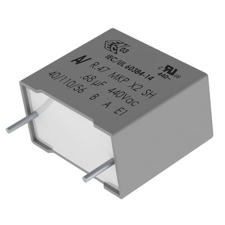 Kemet Film Capacitor, Polypropylene, 1000V, 10% +Tol, 10% -Tol, 0.22Uf, Through Hole Mount R474N32205001K